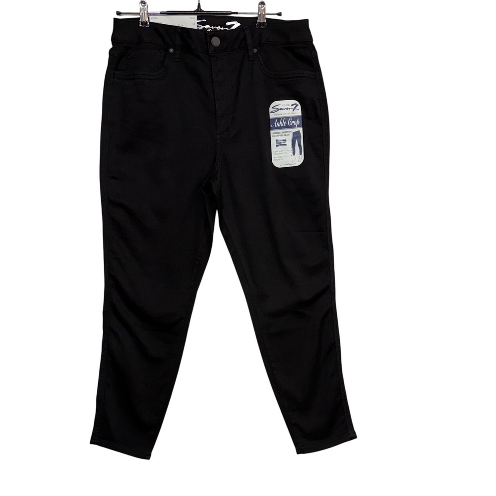 Seven7 Seven 7 Jeans Women‎ 16 Actual 34X27 Black Ankle Hi Rise Skinny Crop NEW